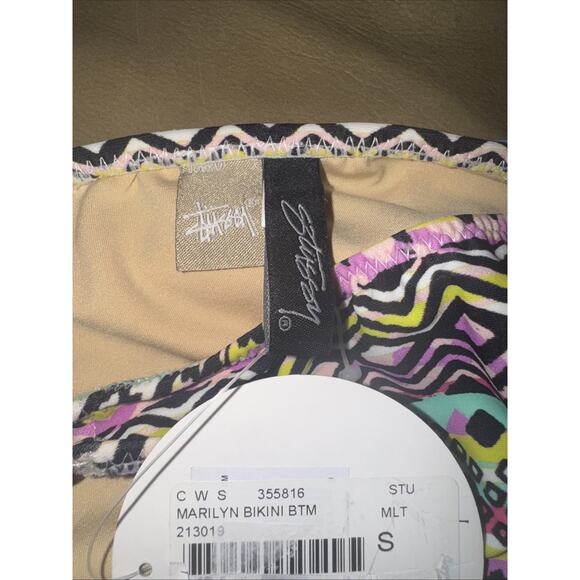 Stussy Women Marilyn Bikini Bottom Size Small Ruched Side Multi Color Rare New - Picture 5 of 5